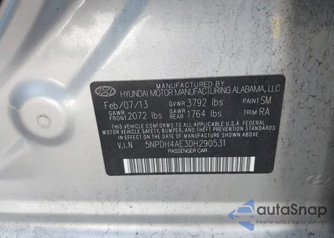 2013 Hyundai Elantra Gls from USA, damaged, VIN 5NPDH4AE3DH290531